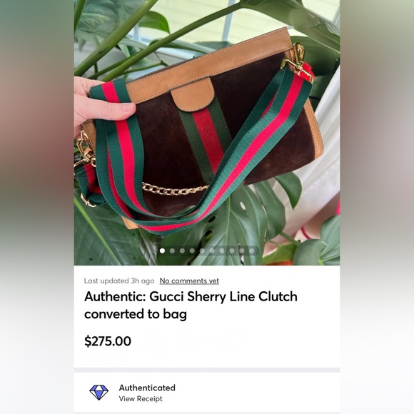 Authentic: Vintage Gucci Sherry Line Clutch converted to bag - Picture 12 of 12